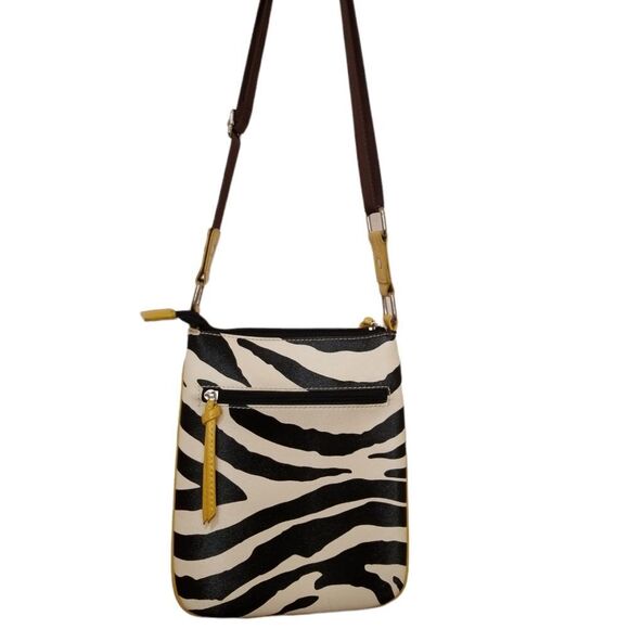 Zebra print Crossbody purse Black White Yellow Strap - Picture 2 of 4